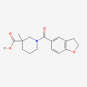 molecular formula C16H19NO4 B7569571 1-(2,3-Dihydro-1-benzofuran-5-carbonyl)-3-methylpiperidine-3-carboxylic acid 