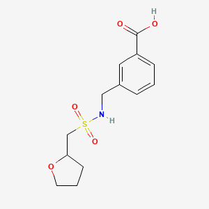 molecular formula C13H17NO5S B7569752 3-[(Oxolan-2-ylmethylsulfonylamino)methyl]benzoic acid 
