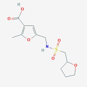 molecular formula C12H17NO6S B7569773 2-Methyl-5-[(oxolan-2-ylmethylsulfonylamino)methyl]furan-3-carboxylic acid 
