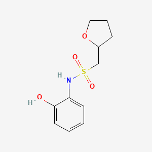 molecular formula C11H15NO4S B7569777 N-(2-hydroxyphenyl)-1-(oxolan-2-yl)methanesulfonamide 