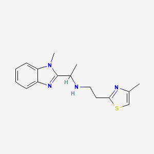 molecular formula C16H20N4S B7569792 1-(1-methylbenzimidazol-2-yl)-N-[2-(4-methyl-1,3-thiazol-2-yl)ethyl]ethanamine 