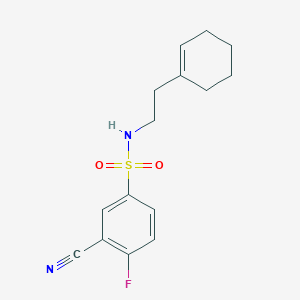 molecular formula C15H17FN2O2S B7569812 3-cyano-N-[2-(cyclohexen-1-yl)ethyl]-4-fluorobenzenesulfonamide 