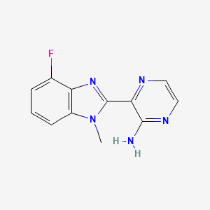 molecular formula C12H10FN5 B7569826 3-(4-Fluoro-1-methylbenzimidazol-2-yl)pyrazin-2-amine 