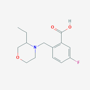 molecular formula C14H18FNO3 B7570012 2-[(3-Ethylmorpholin-4-yl)methyl]-5-fluorobenzoic acid 