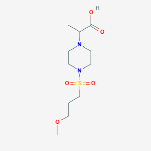 molecular formula C11H22N2O5S B7570031 2-[4-(3-Methoxypropylsulfonyl)piperazin-1-yl]propanoic acid 