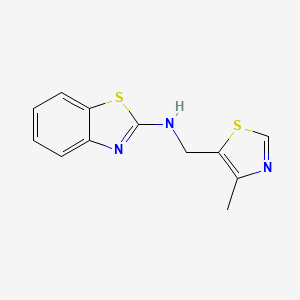 molecular formula C12H11N3S2 B7570122 N-[(4-methyl-1,3-thiazol-5-yl)methyl]-1,3-benzothiazol-2-amine 