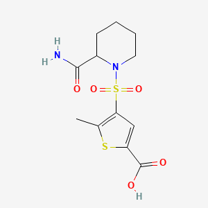 molecular formula C12H16N2O5S2 B7570183 4-(2-Carbamoylpiperidin-1-yl)sulfonyl-5-methylthiophene-2-carboxylic acid 