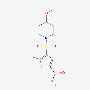 molecular formula C12H17NO5S2 B7570187 4-(4-Methoxypiperidin-1-yl)sulfonyl-5-methylthiophene-2-carboxylic acid 
