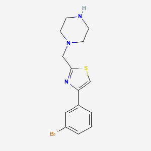 molecular formula C14H16BrN3S B7570255 4-(3-Bromophenyl)-2-(piperazin-1-ylmethyl)-1,3-thiazole 