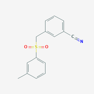 molecular formula C15H13NO2S B7570290 3-[(3-Methylphenyl)sulfonylmethyl]benzonitrile 