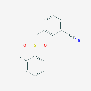 molecular formula C15H13NO2S B7570297 3-[(2-Methylphenyl)sulfonylmethyl]benzonitrile 