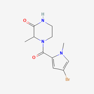 molecular formula C11H14BrN3O2 B7570334 4-(4-Bromo-1-methylpyrrole-2-carbonyl)-3-methylpiperazin-2-one 