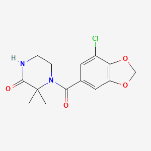 molecular formula C14H15ClN2O4 B7570359 4-(7-Chloro-1,3-benzodioxole-5-carbonyl)-3,3-dimethylpiperazin-2-one 