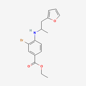 molecular formula C16H18BrNO3 B7570396 Ethyl 3-bromo-4-[1-(furan-2-yl)propan-2-ylamino]benzoate 