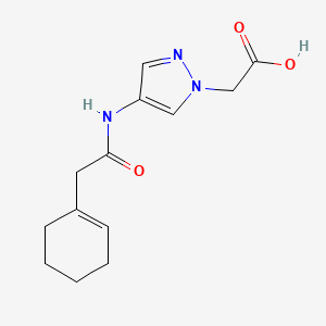 molecular formula C13H17N3O3 B7570437 2-[4-[[2-(Cyclohexen-1-yl)acetyl]amino]pyrazol-1-yl]acetic acid 