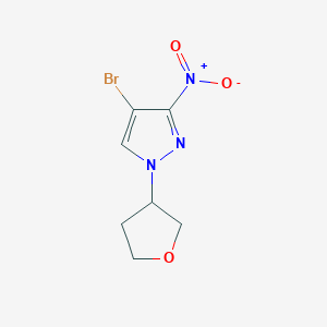 molecular formula C7H8BrN3O3 B7570459 4-Bromo-3-nitro-1-(oxolan-3-yl)pyrazole 