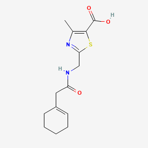 molecular formula C14H18N2O3S B7570471 2-[[[2-(Cyclohexen-1-yl)acetyl]amino]methyl]-4-methyl-1,3-thiazole-5-carboxylic acid 