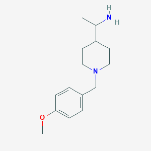molecular formula C15H24N2O B7570575 1-[1-[(4-Methoxyphenyl)methyl]piperidin-4-yl]ethanamine 