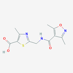 molecular formula C12H13N3O4S B7570651 2-[[(3,5-Dimethyl-1,2-oxazole-4-carbonyl)amino]methyl]-4-methyl-1,3-thiazole-5-carboxylic acid 