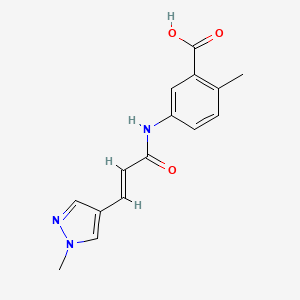 molecular formula C15H15N3O3 B7570699 2-methyl-5-[[(E)-3-(1-methylpyrazol-4-yl)prop-2-enoyl]amino]benzoic acid 