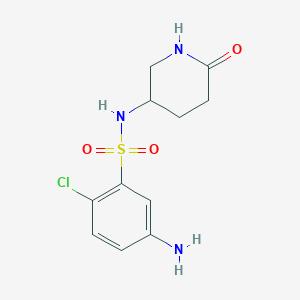 molecular formula C11H14ClN3O3S B7570731 5-amino-2-chloro-N-(6-oxopiperidin-3-yl)benzenesulfonamide 