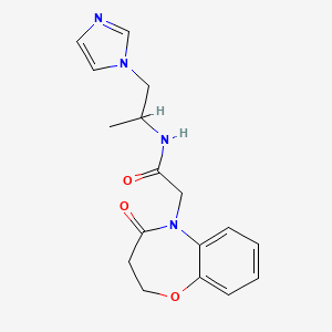 molecular formula C17H20N4O3 B7570768 N-(1-imidazol-1-ylpropan-2-yl)-2-(4-oxo-2,3-dihydro-1,5-benzoxazepin-5-yl)acetamide 