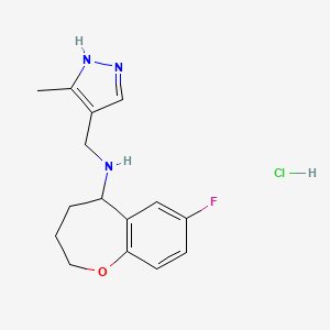 molecular formula C15H19ClFN3O B7570789 7-fluoro-N-[(5-methyl-1H-pyrazol-4-yl)methyl]-2,3,4,5-tetrahydro-1-benzoxepin-5-amine;hydrochloride 