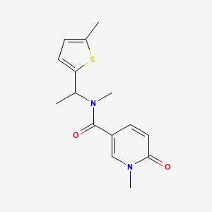 molecular formula C15H18N2O2S B7570825 N,1-dimethyl-N-[1-(5-methylthiophen-2-yl)ethyl]-6-oxopyridine-3-carboxamide 