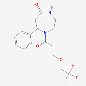 molecular formula C16H19F3N2O3 B7570840 7-Phenyl-1-[3-(2,2,2-trifluoroethoxy)propanoyl]-1,4-diazepan-5-one 