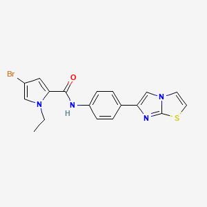 molecular formula C18H15BrN4OS B7570847 4-bromo-1-ethyl-N-(4-imidazo[2,1-b][1,3]thiazol-6-ylphenyl)pyrrole-2-carboxamide 