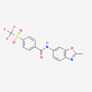 molecular formula C16H11F3N2O4S B7570857 N-(2-methyl-1,3-benzoxazol-6-yl)-4-(trifluoromethylsulfonyl)benzamide 