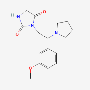 molecular formula C16H21N3O3 B7570871 3-[2-(3-Methoxyphenyl)-2-pyrrolidin-1-ylethyl]imidazolidine-2,4-dione 