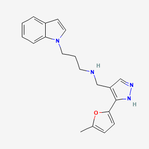 3-indol-1-yl-N-[[5-(5-methylfuran-2-yl)-1H-pyrazol-4-yl]methyl]propan-1-amine