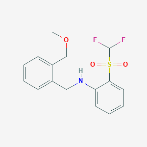 molecular formula C16H17F2NO3S B7570896 2-(difluoromethylsulfonyl)-N-[[2-(methoxymethyl)phenyl]methyl]aniline 