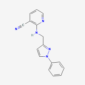 molecular formula C16H13N5 B7570903 2-[(1-Phenylpyrazol-3-yl)methylamino]pyridine-3-carbonitrile 