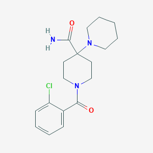 molecular formula C18H24ClN3O2 B7570911 1'-[(2-Chlorophenyl)carbonyl]-1,4'-bipiperidine-4'-carboxamide 