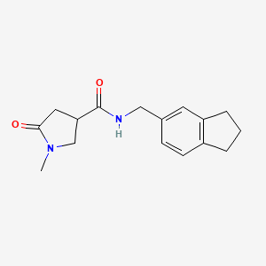 molecular formula C16H20N2O2 B7570912 N-(2,3-dihydro-1H-inden-5-ylmethyl)-1-methyl-5-oxopyrrolidine-3-carboxamide 