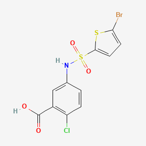 molecular formula C11H7BrClNO4S2 B7570915 5-[(5-Bromothiophen-2-yl)sulfonylamino]-2-chlorobenzoic acid 