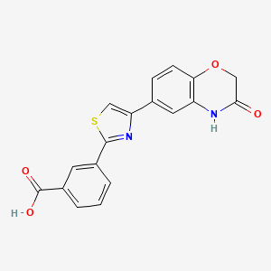 molecular formula C18H12N2O4S B7570919 3-[4-(3-oxo-4H-1,4-benzoxazin-6-yl)-1,3-thiazol-2-yl]benzoic acid 