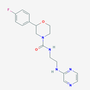 molecular formula C17H20FN5O2 B7570925 2-(4-fluorophenyl)-N-[2-(pyrazin-2-ylamino)ethyl]morpholine-4-carboxamide 