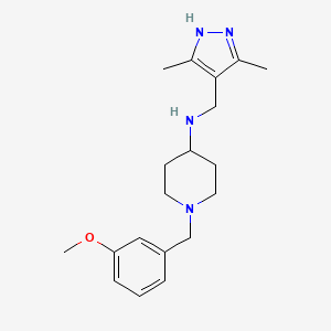 molecular formula C19H28N4O B7570932 N-[(3,5-dimethyl-1H-pyrazol-4-yl)methyl]-1-[(3-methoxyphenyl)methyl]piperidin-4-amine 