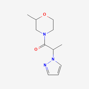 molecular formula C11H17N3O2 B7570962 1-(2-Methylmorpholin-4-yl)-2-pyrazol-1-ylpropan-1-one 