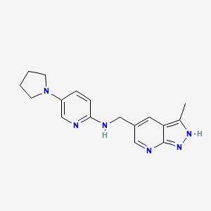 molecular formula C17H20N6 B7570990 N-[(3-methyl-2H-pyrazolo[3,4-b]pyridin-5-yl)methyl]-5-pyrrolidin-1-ylpyridin-2-amine 