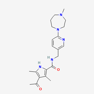 molecular formula C21H29N5O2 B7571004 4-acetyl-3,5-dimethyl-N-[[6-(4-methyl-1,4-diazepan-1-yl)pyridin-3-yl]methyl]-1H-pyrrole-2-carboxamide 