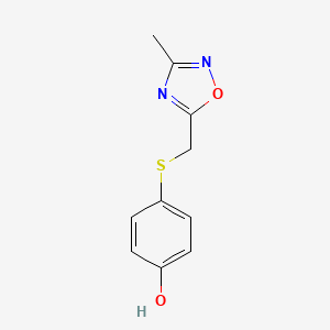 molecular formula C10H10N2O2S B7571010 4-(((3-Methyl-1,2,4-oxadiazol-5-yl)methyl)thio)phenol 