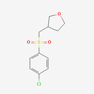 molecular formula C11H13ClO3S B7571017 3-[(4-Chlorophenyl)sulfonylmethyl]oxolane 
