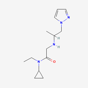 molecular formula C13H22N4O B7571037 N-cyclopropyl-N-ethyl-2-(1-pyrazol-1-ylpropan-2-ylamino)acetamide 