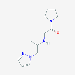 molecular formula C12H20N4O B7571045 2-(1-Pyrazol-1-ylpropan-2-ylamino)-1-pyrrolidin-1-ylethanone 