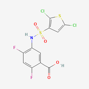 molecular formula C11H5Cl2F2NO4S2 B7571078 5-[(2,5-Dichlorothiophen-3-yl)sulfonylamino]-2,4-difluorobenzoic acid 