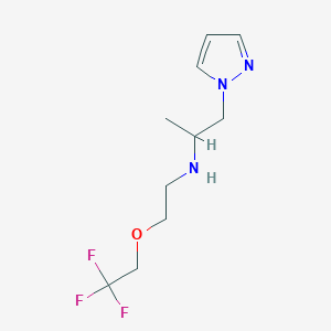molecular formula C10H16F3N3O B7571111 1-pyrazol-1-yl-N-[2-(2,2,2-trifluoroethoxy)ethyl]propan-2-amine 